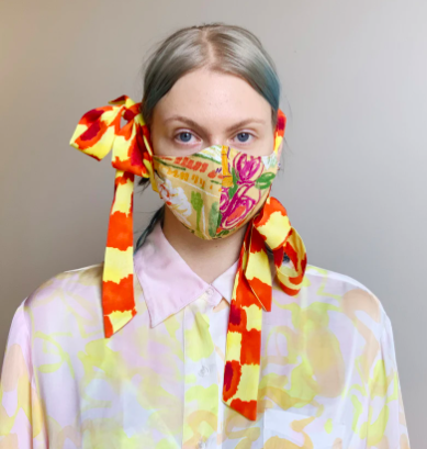 face mask made from high end fashion brand bows