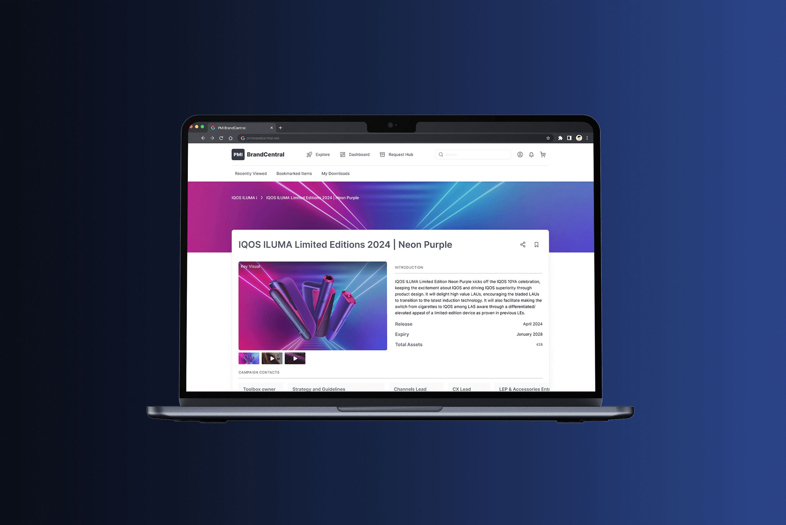 Screenshot of the BrandCentral on a laptop